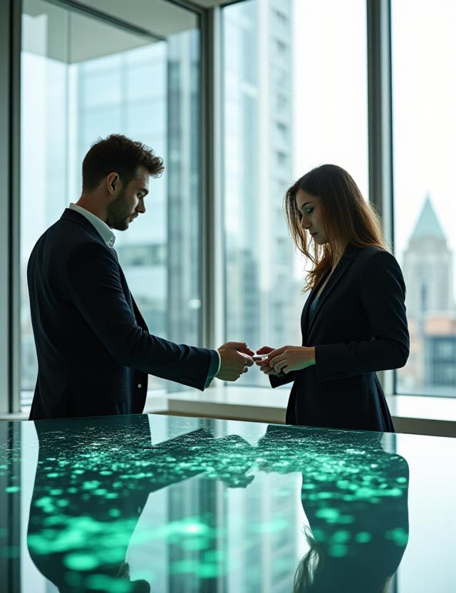 Data intelligence experts discussing business strategy in a modern UK office