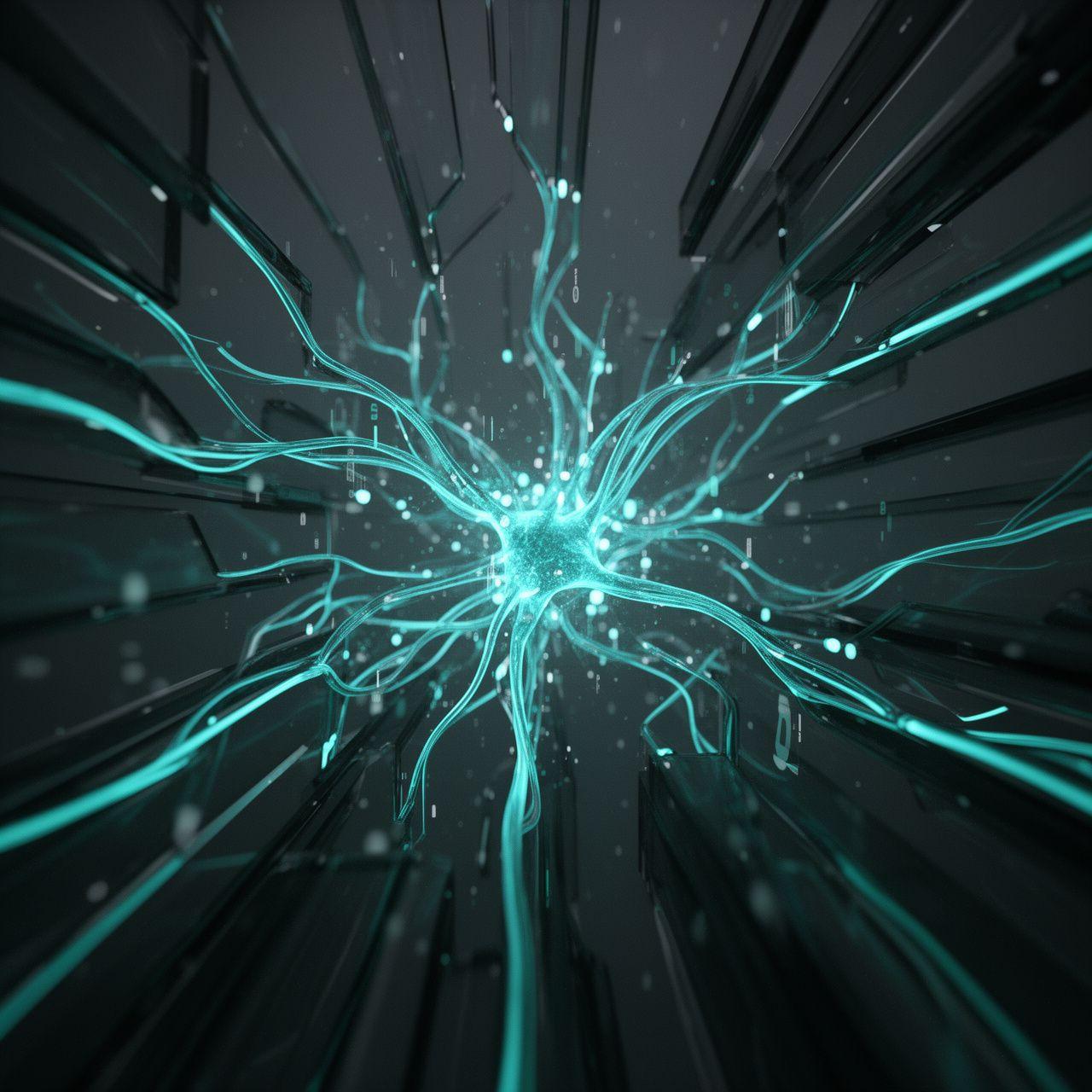 Abstract data visualization showing neural pathways